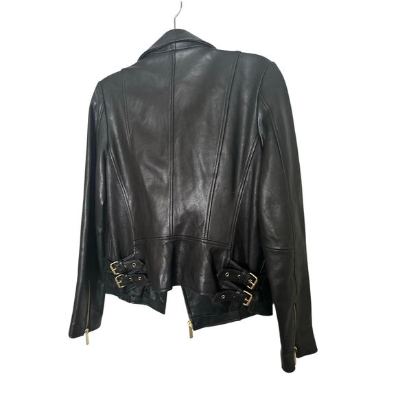 VTG Moda International Black Leather Motor Jacket Y2K Biker Size Small - Picture 10 of 11